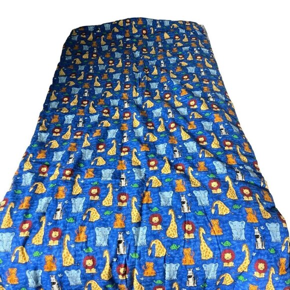 Handmade Children's Animal Print/ Cat Print 2 Sided Reversible Quilt 61"x34" - Picture 1 of 9